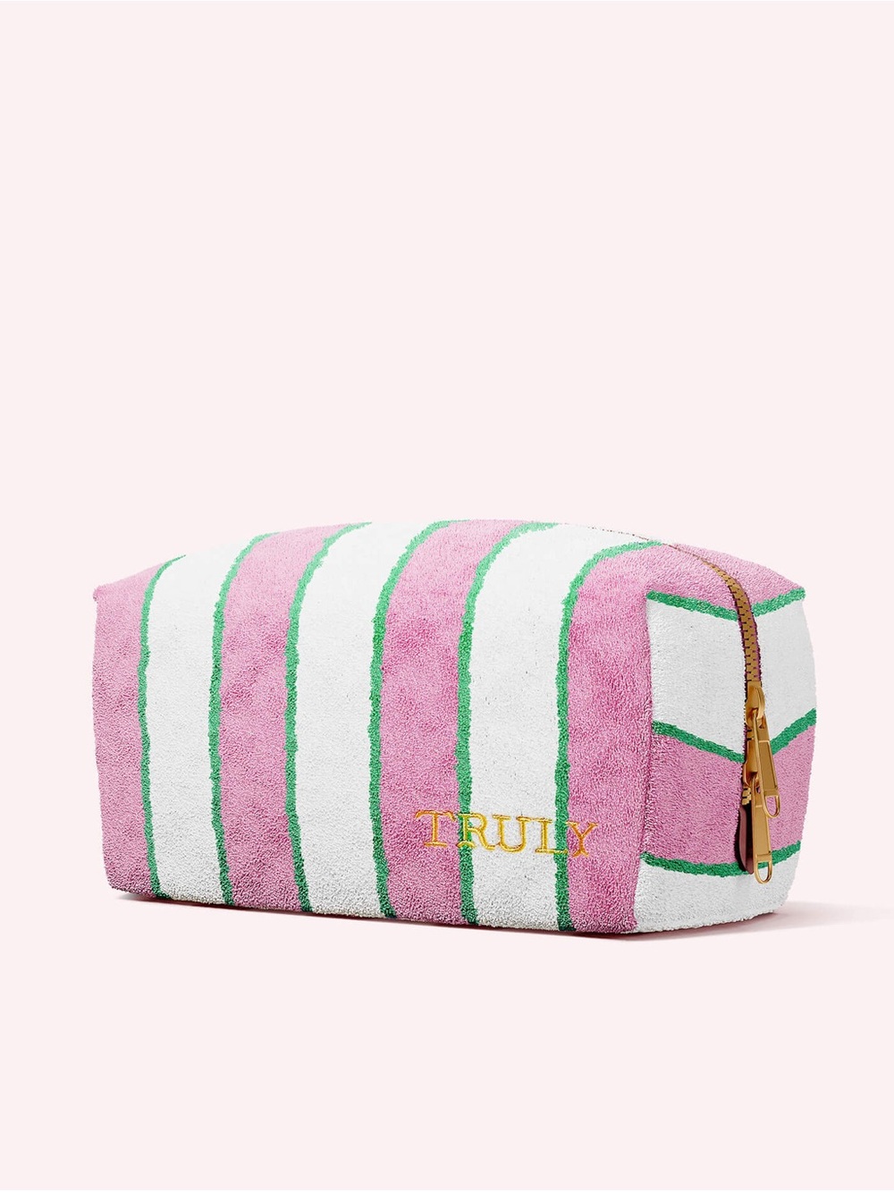 TRULY Terry Pink, White & Green Striped Bag